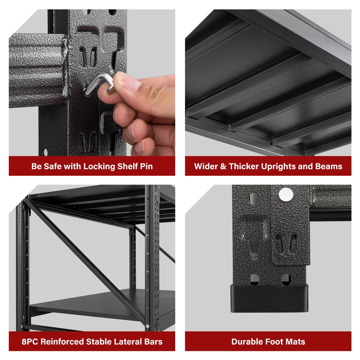 9000LBS Heavy Duty Garage Shelving Units,75" Wide & Deep Storage Shelves,Metal Garage Shelves,Large Storage Rack,Steel Shelf,Industrial Shelving for Shop,Warehouse,Basement,75" W x 24" D x 70" H
