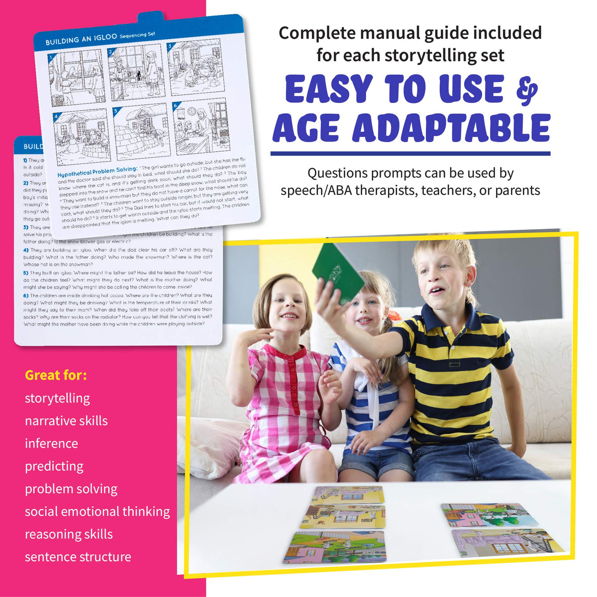SPARK INNOVATIONS Sequencing and Storytelling Cards, Speech Therapy Game, Special Education Materials, Sentence Building, Problem Solving, English Language Learners (Sequence Cards 1 and 2 Combo)