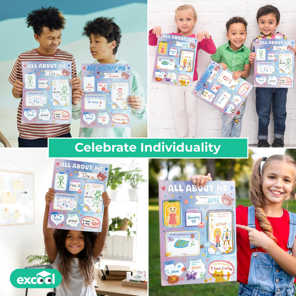 EXCOOL CLUB All About Me Poster For Elementary - 20 Pcs Star Student Of The Week Poster For Preschool Kindergarten, Colorful School Supplies Classroom Must Haves For Students
