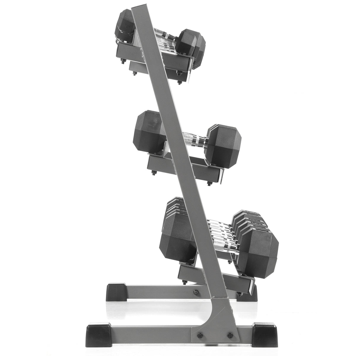 XMARK Dumbbell Set with Rack, Weights Dumbbells, Multiple Free Weights and Horizontal Storage for Home Gym Strength Training, Storage Rack (Black)