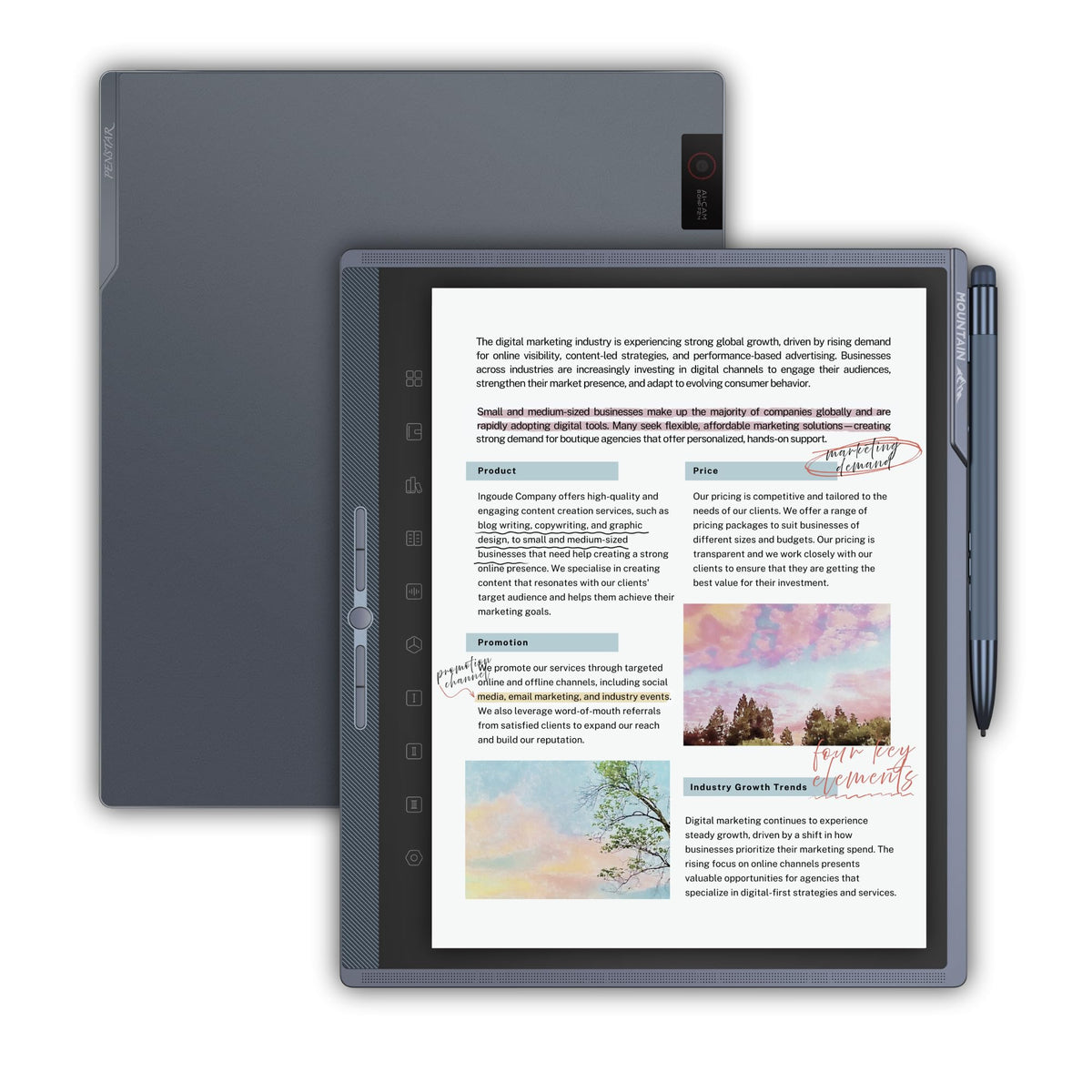 Penstar eNote Pro – The Clearest Color E-Ink Paper Tablet | 10.3” Touchscreen Writing Tablet, 128GB Digital Notebook with B6 Metal Stylus & Folio Cover, AI-Powered Voice-to-Text