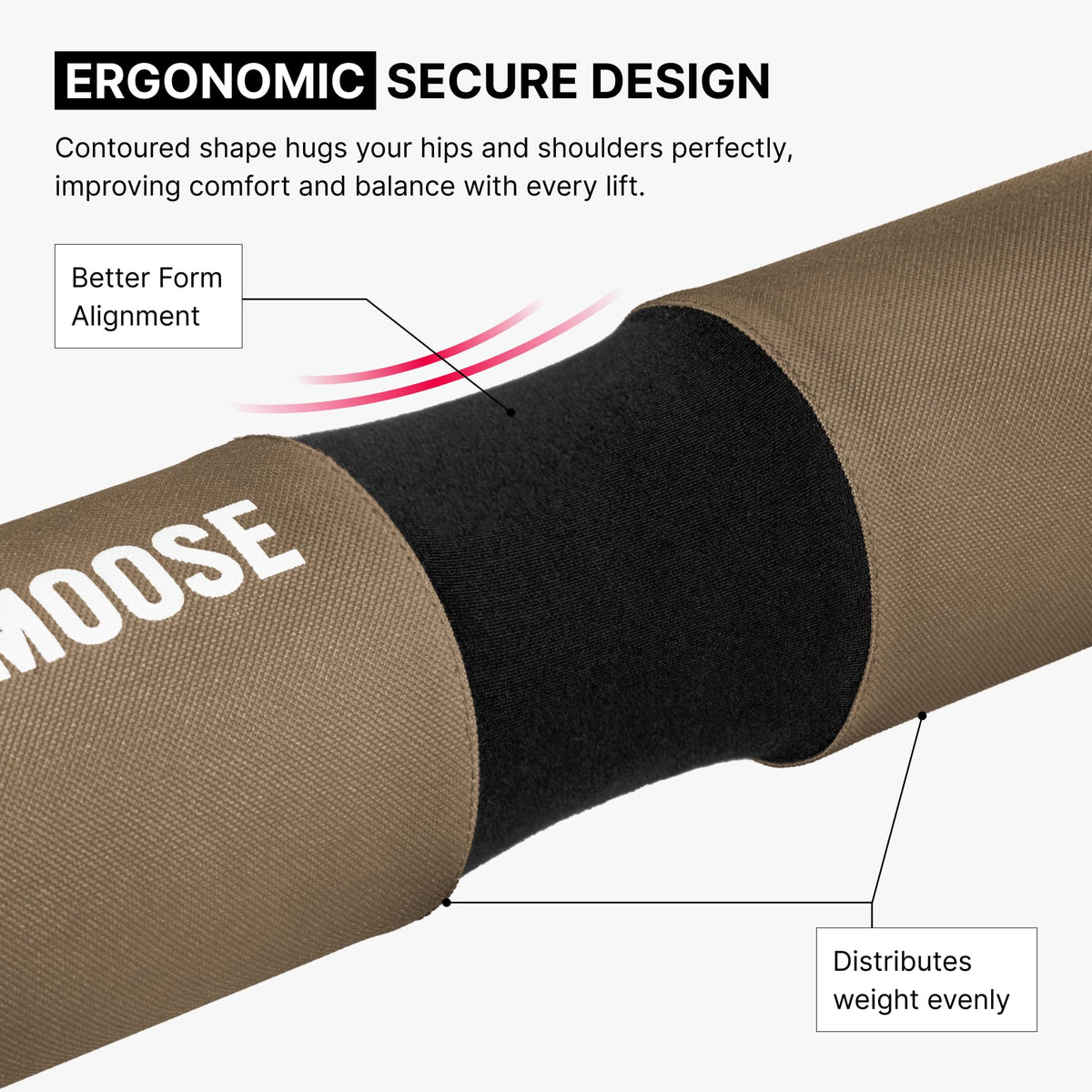 DMoose Fitness Barbell Pad for Hip Thrust, Squat & Lunges - Non-Slip Thick Foam Cushion for Neck and Back Support with Two Straps - Hip Thrust Pad for Leg Day - Fits All Olympic Bars (Cocoa Brown)