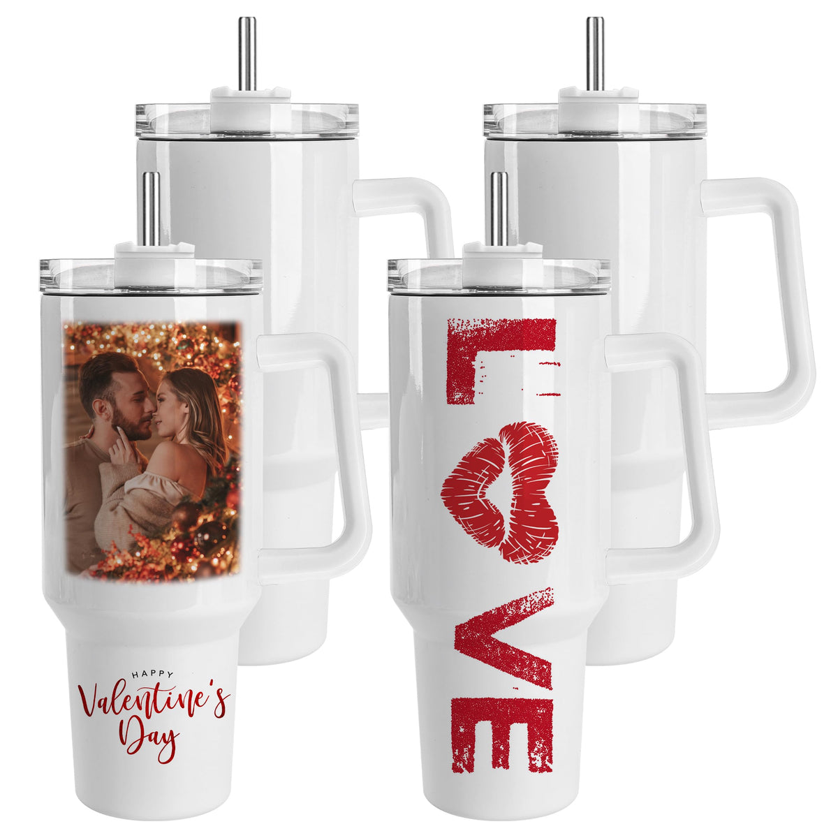 Joyclub 4 Pack 40oz Sublimation Tumbler with Handle Insulated Large Tumbler Bulk, Coffee Travel Cups Stainless Steel Travel Mug for Diy Craft Heat Press Print