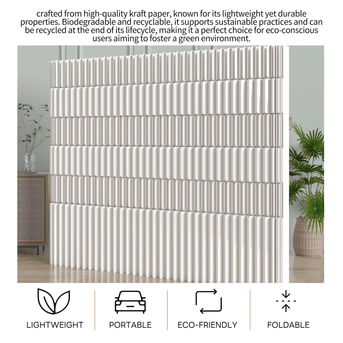 Folding Room Divider – Adjustable Privacy Screen Panel, Portable Freestanding Wall Partition for Home Office, Dorm, Studio & Exhibition(White)-20