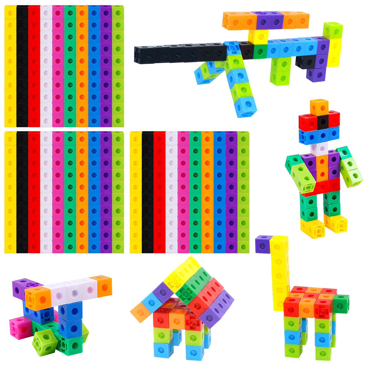 SpriteGru 300PCS Math Linking Cubes, Math Cubes Manipulative Connecting and Counting Snap Blocks for Early Math and Construction, Educational Toy for Preschool, Kindergarten, Homeschool