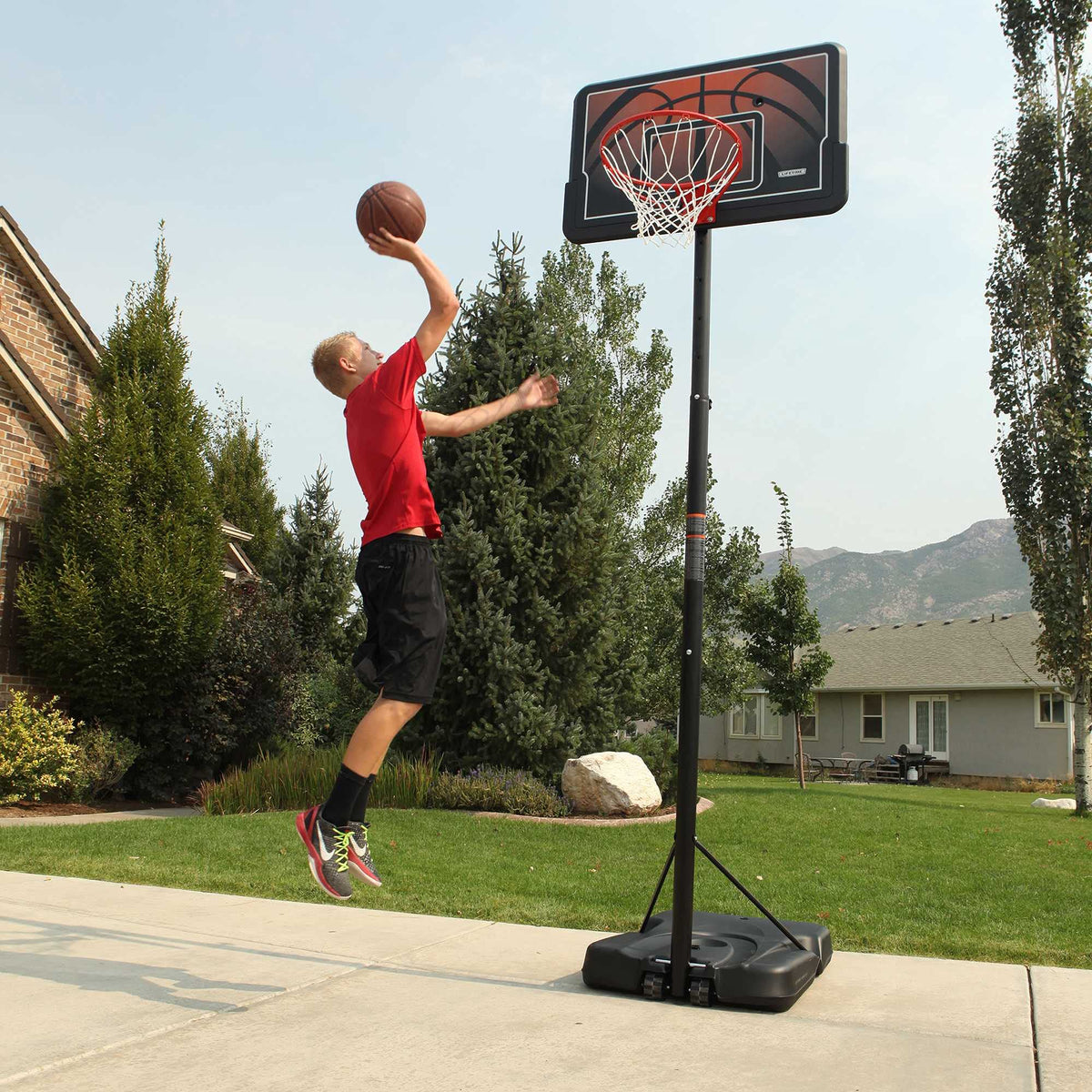 Lifetime Portable Outdoor Basketball Hoop, 44 Inch Backboard, 7.5-10 Ft Telescoping Adjustable Height System