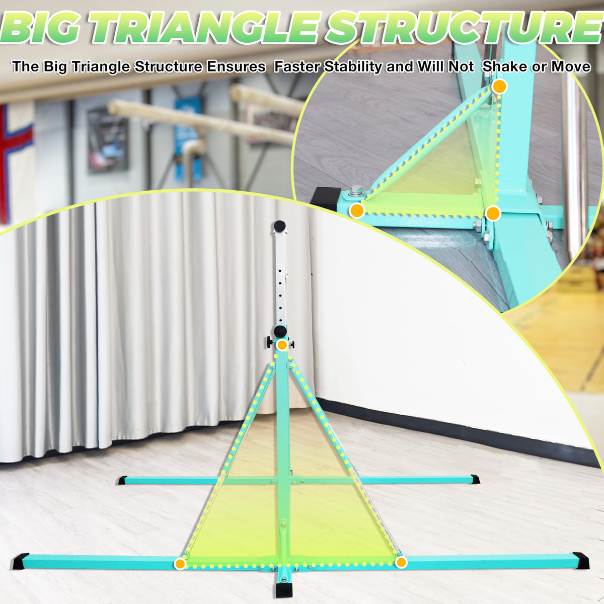 Gymnastics Bar, 5'10” Base length 45" to 71" Adjustable Horizontal Bar for Serious Training, 500 LBS Capacity, Professional Home Gym Equipment with Competition-Grade Beech-covered Fiberglass Bar