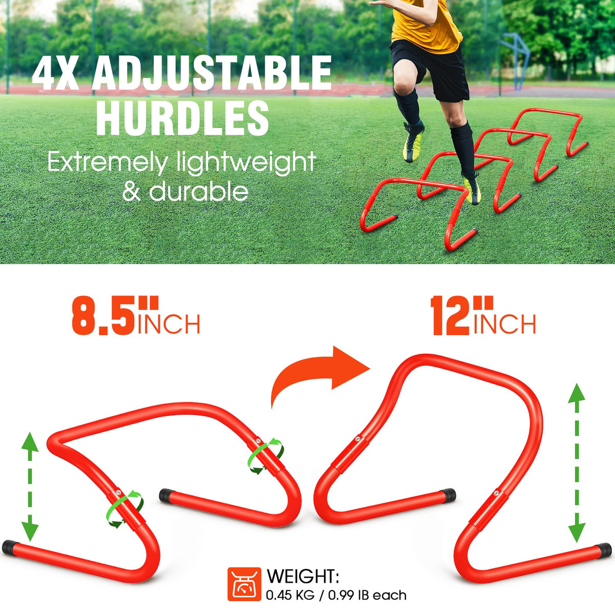 X-UMEUS Agility Ladder Speed Training Equipment Set-20ft Agility Ladder,12 Soccer Cones,4 Hurdles, Jump Rope, Running Parachute| Basketball Football Soccer Training Equipment for Kids Youth Adults