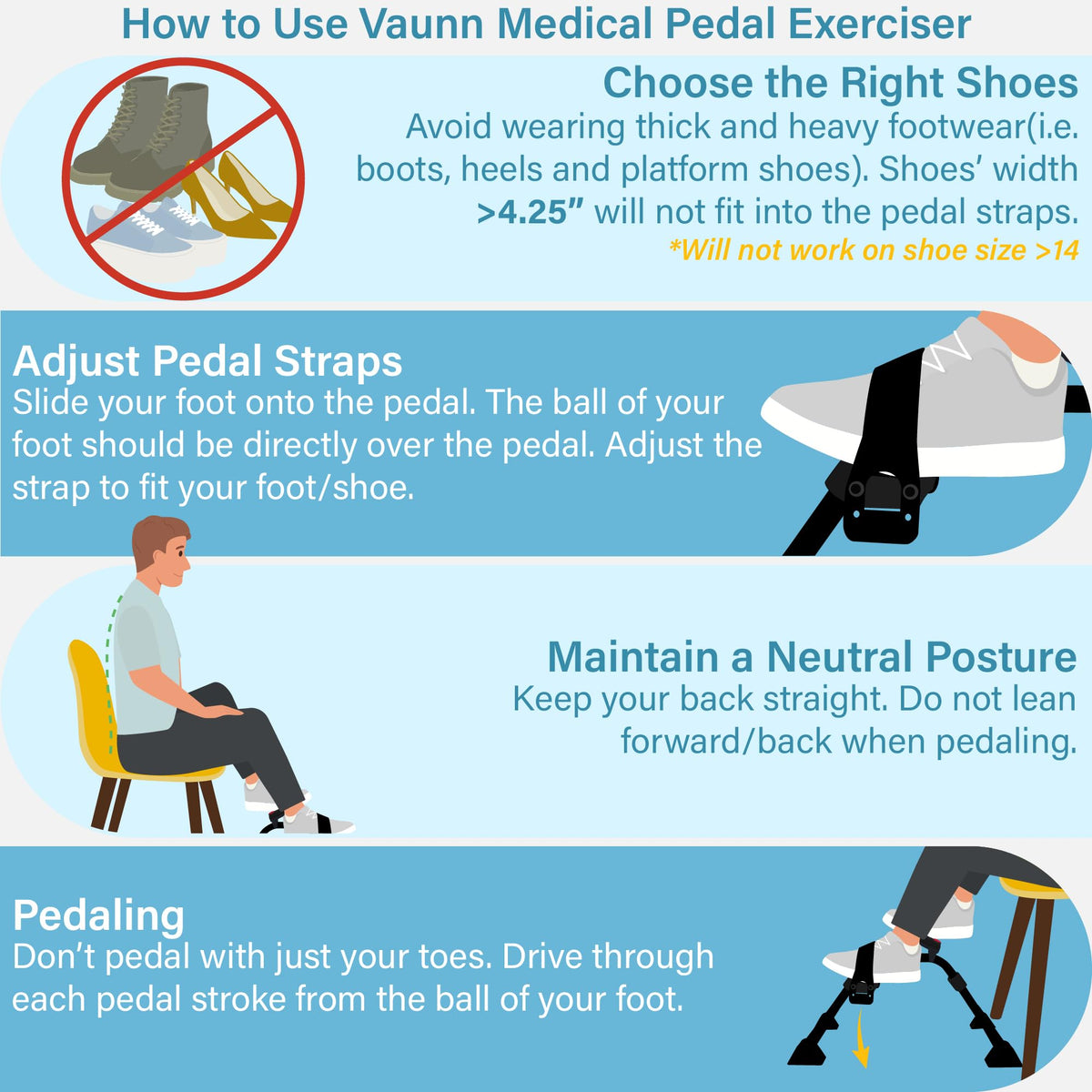 Vaunn Under Desk Bike Pedal Exerciser Ergometer with LCD Display – Mini Pedal Exerciser for Arm & Leg Workout, Folding Desk Cycle for Home Office, Physical Therapy & Low Impact Cardio