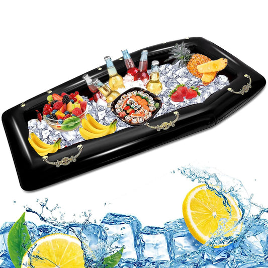 52Inch Inflatable Coffin Cooler Coffin Pool Float Inflatable Ice Chest Buffet Cooler Drink Beverage for Halloween Party Spooky Decor Cooler Pool Party Picnic Barbecue (Coffin Cooler)
