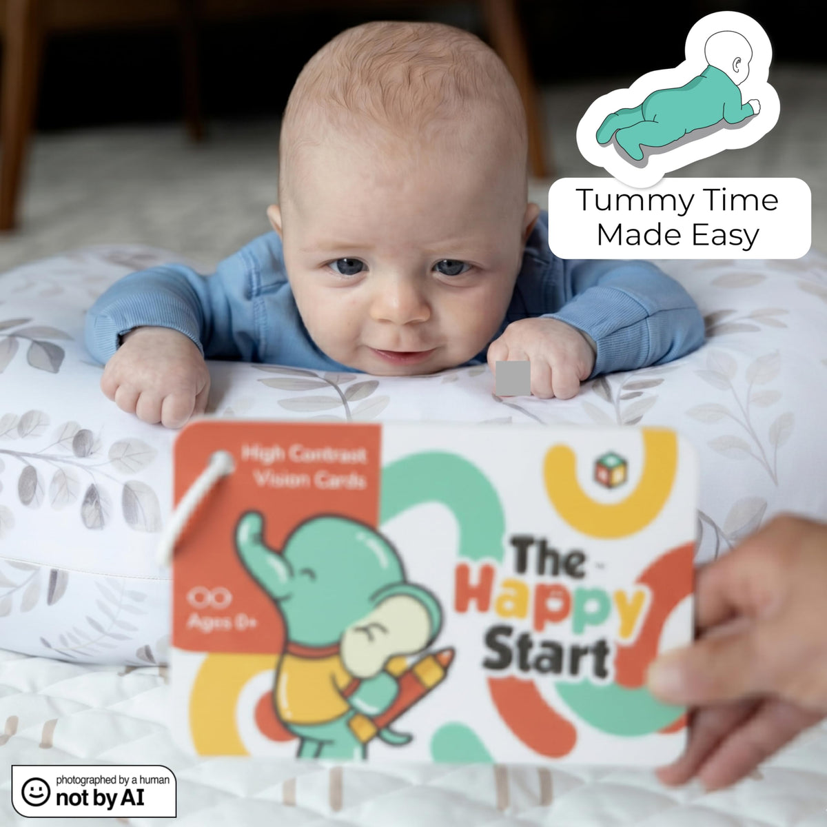 Happy Start High Contrast Baby Cards for Newborns - Black & White Cards, Water-Resistant, BPA-Free, Portable Educational Flashcards for Visual Stimulation, Award-Winning, Ages 0+ (English & Arabic)