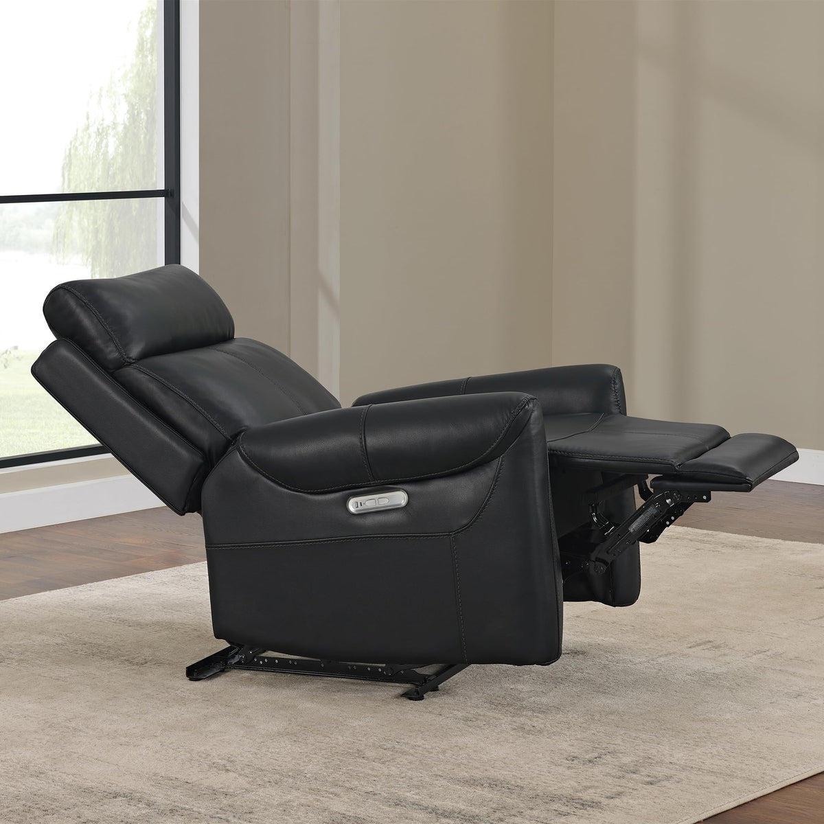 KISLOT Leather Recliner Chair for Adults Wall Hugger RV Recliner with USB Charging Ports Electric Power Reclining Sofa for Living Room Home Theater Seating Bedroom