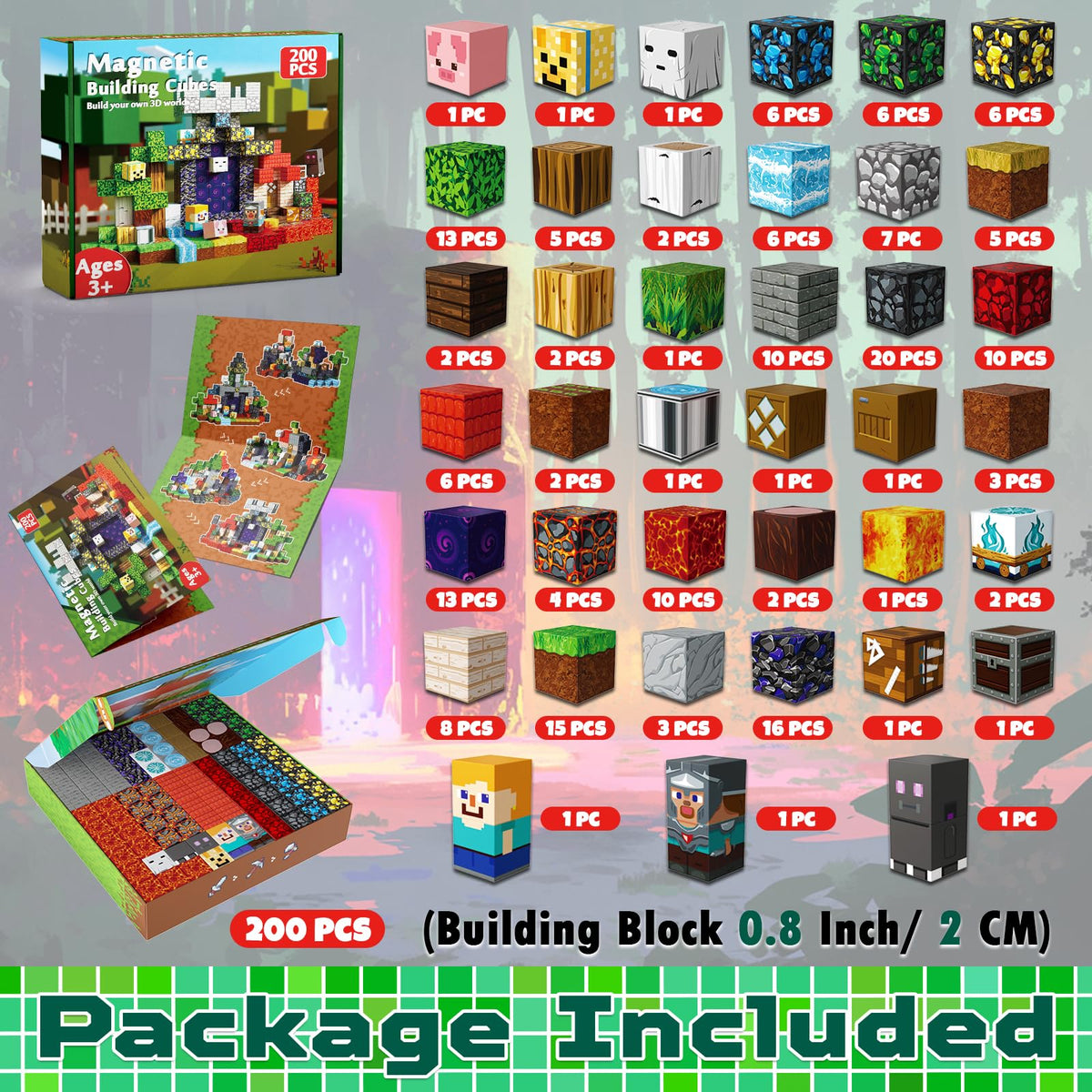 200PCS Magnetic Blocks - Magnetic Building Blocks Cubes for Kids Ages 4 5 6 7 8, Magnet Toys, STEM Learning Sensory Toys, Stacking Magnets, Birthday Gifts for Boys & Girls Ages 3+