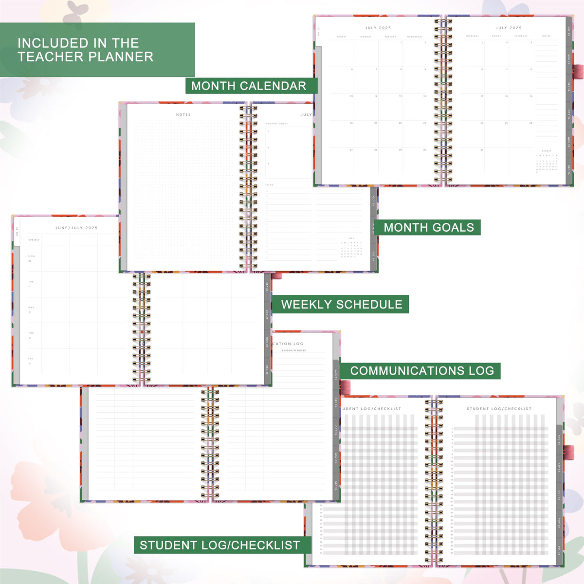 And Per Se Teacher Planner 2025-2026 Academic Year -Teacher Lesson Planner from July 2025 to June 2026, 8.5" x 11", Weekly & Monthly Planning for Teachers with Monthly Tabs, Stickers (Elegant Florals)
