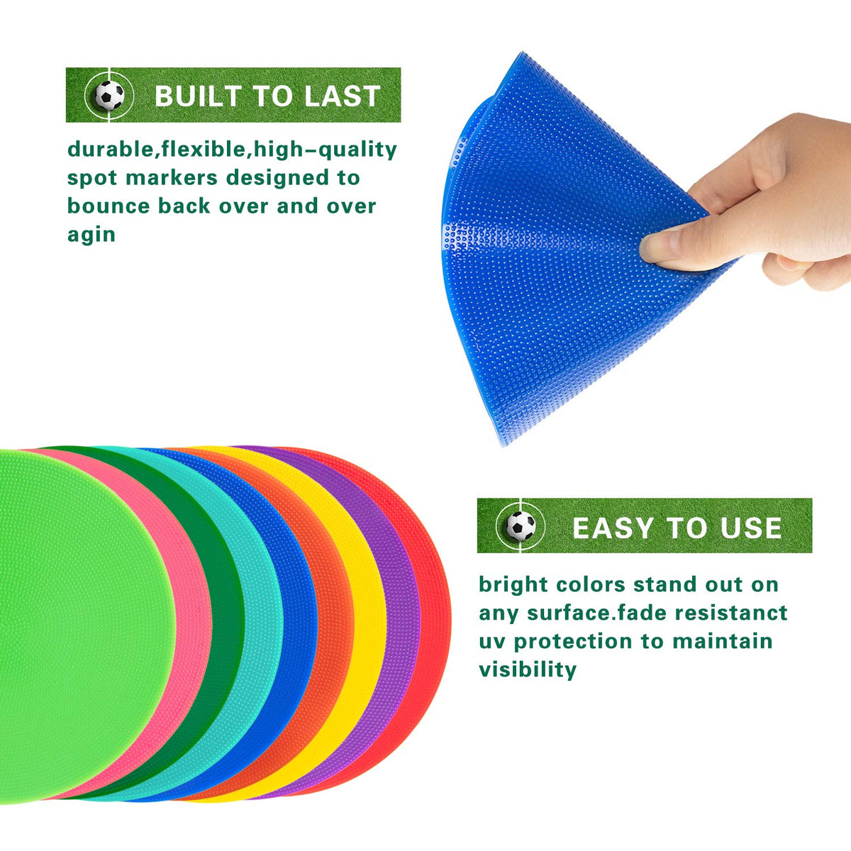 Vhxorrz Spot Markers 18 Pcs 9 Inch 10 Inch Non Slip Rubber Agility Markers for Football, Basketball Training Markers,School Activities, Exercise Drills