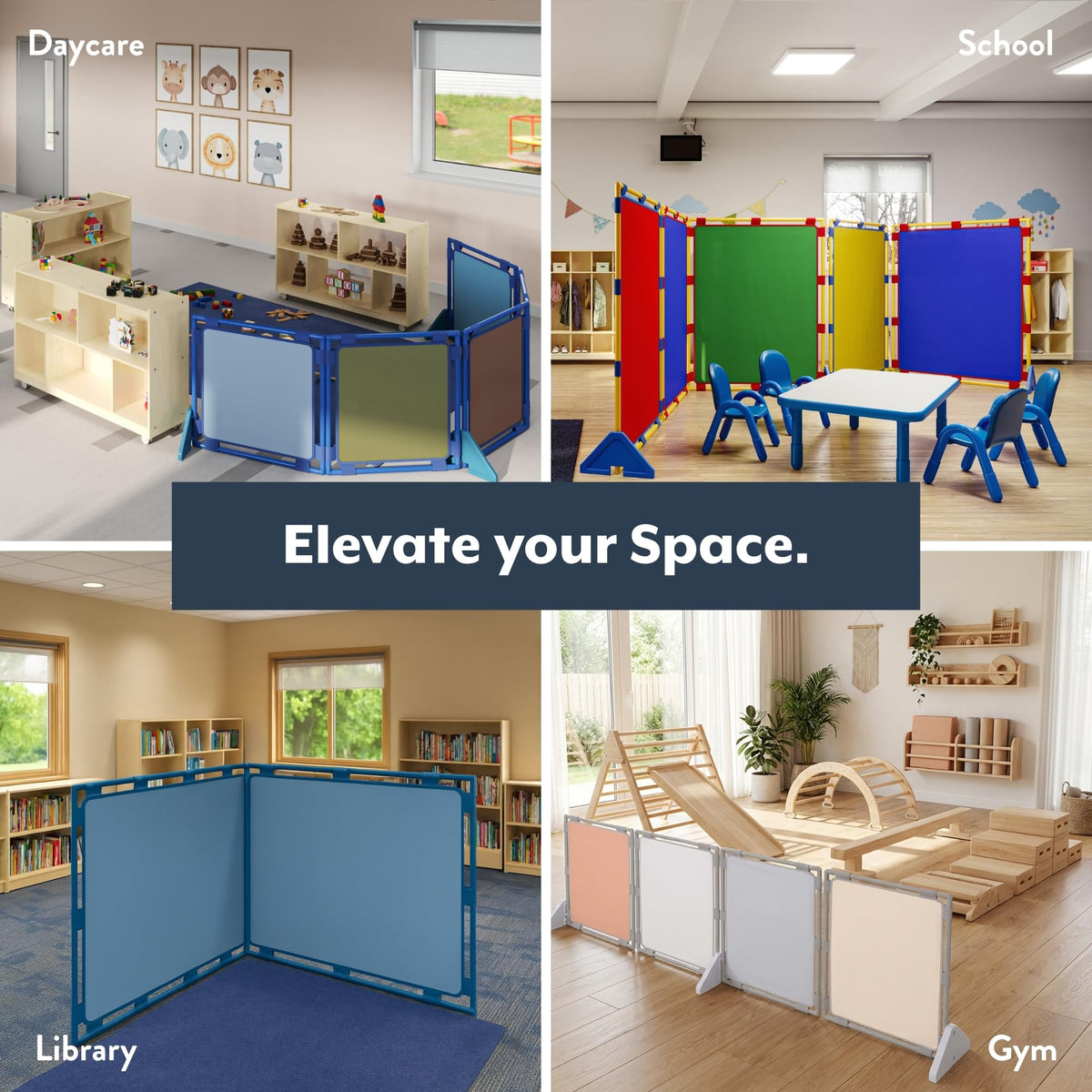 Children's Factory Big Screen PlayPanel, Kids Room Divider, Classroom Privacy Screen, Cantilever Feet Included, 1 Panel, Deep Water