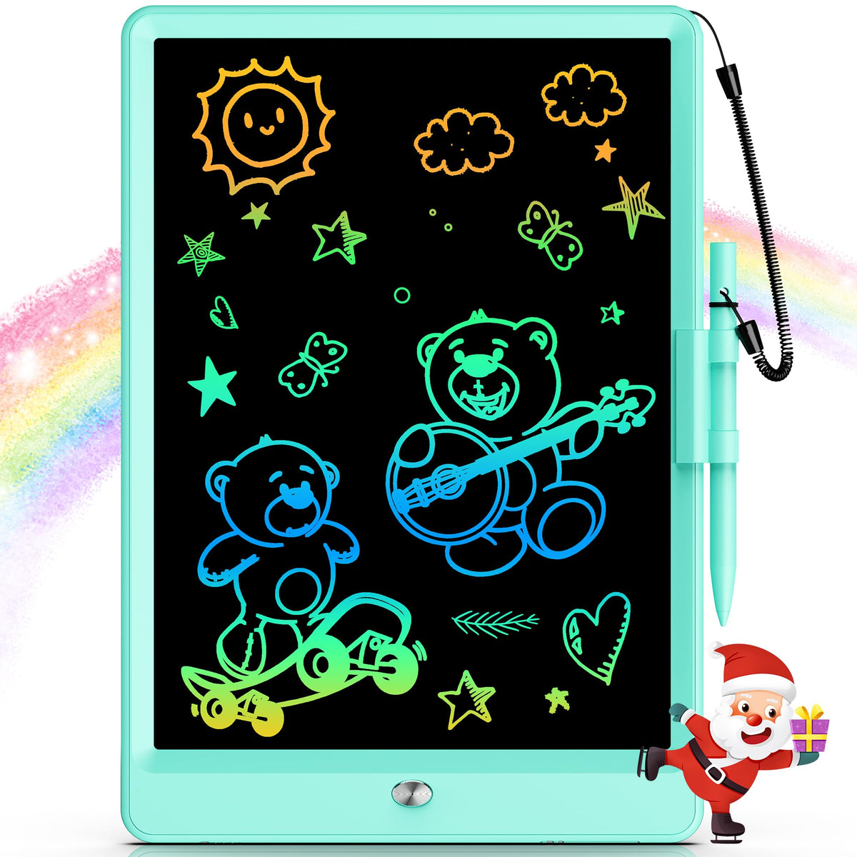 Bravokids 10 Inch LCD Writing Tablet for 3 Year Olds - Electronic Drawing Pad and Doodle Board as Educational Birthday Gifts for Girls and Boys (Green)