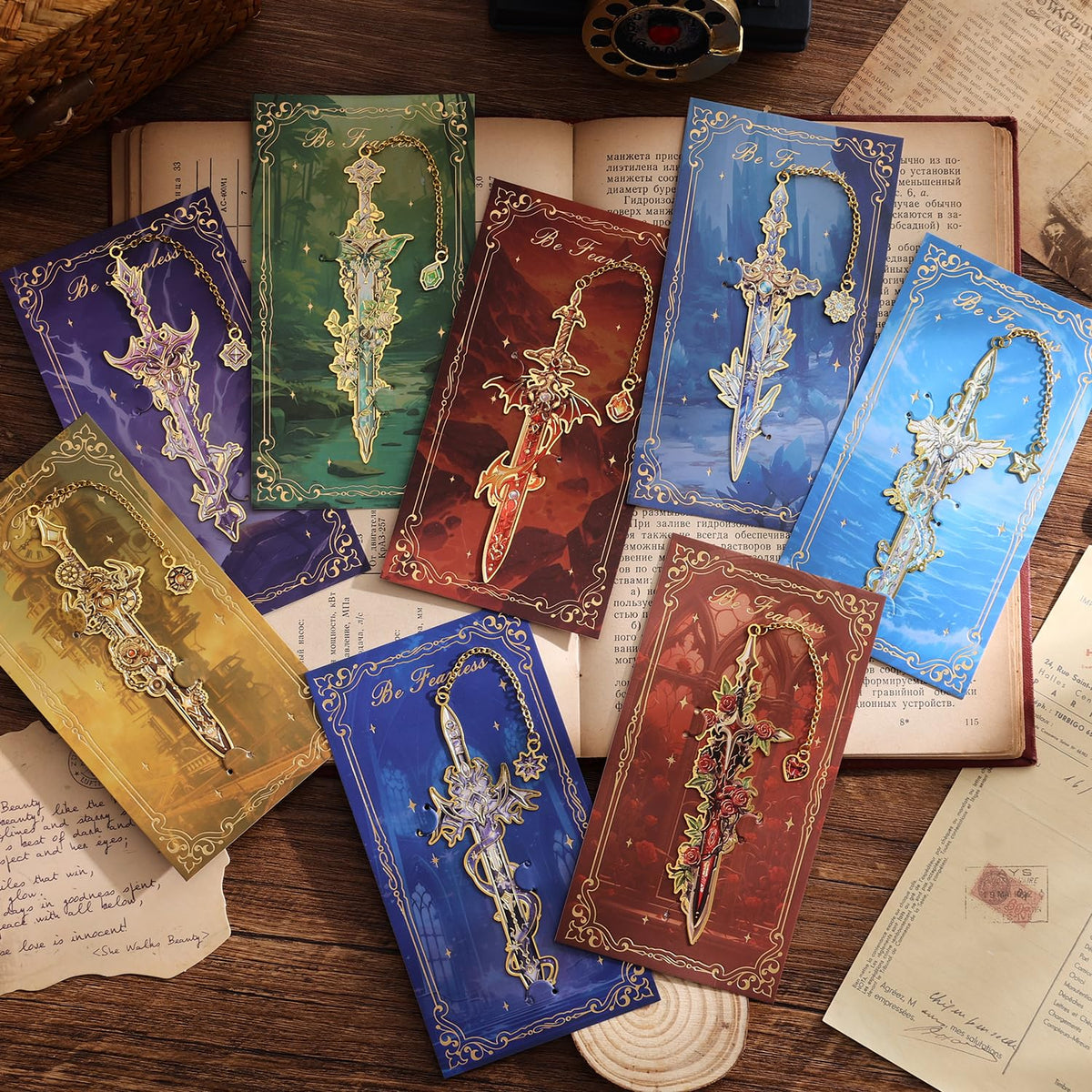 8pcs Fantasy Sword Bookmarks for Books, Journals, Planners - Cool Metal Book Markers for Reading Women & Men, Unique Book Marks Gifts for Book Lovers, Reading Accessories for Students & Adults & Kids