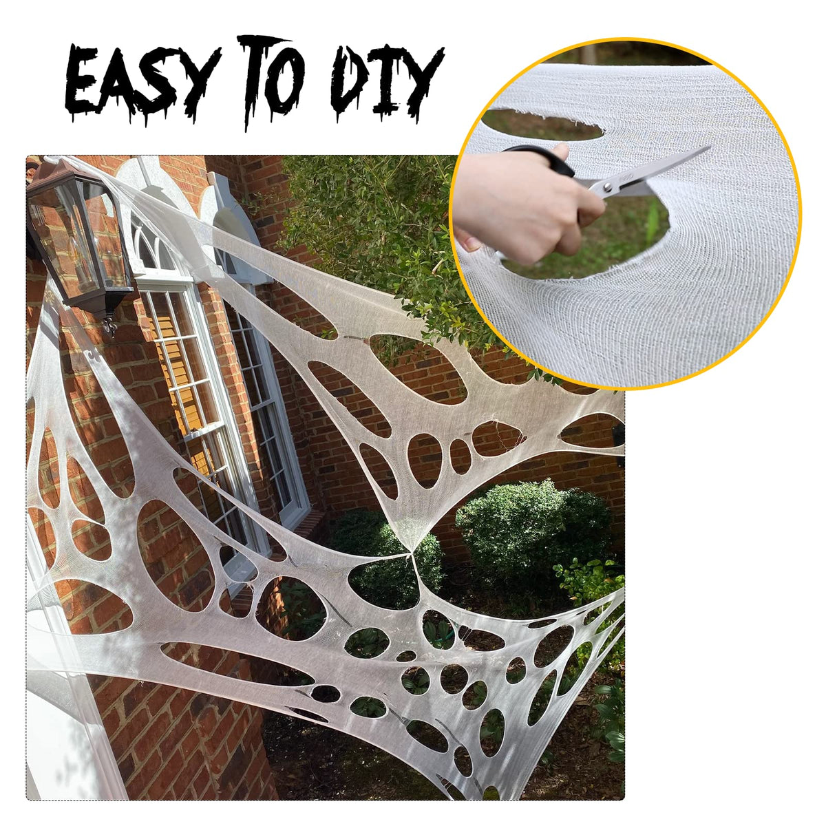 DAZONGE Spider Webs Halloween Decorations, Stretchy Halloween Beef Netting Spider Web, Spooky Spider Web Decorations for Haunted House