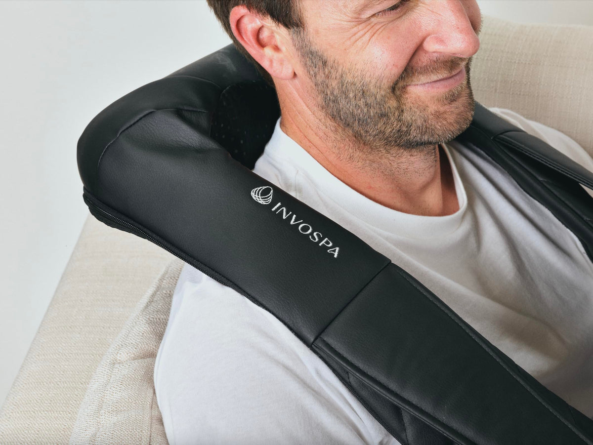 InvoSpa Shiatsu Massager with Heat - Deep Tissue Kneading Pillow for Neck, Shoulders, and Back - Electric Full Body Massage