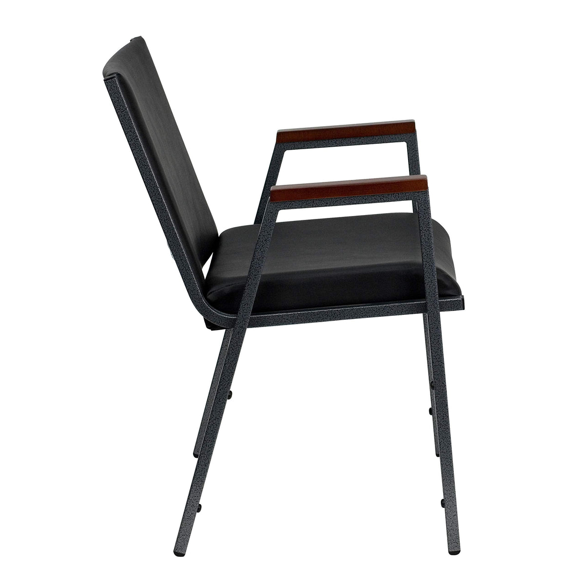 Flash Furniture 4 Pack HERCULES Series Heavy Duty Black Vinyl Stack Chair with Arms