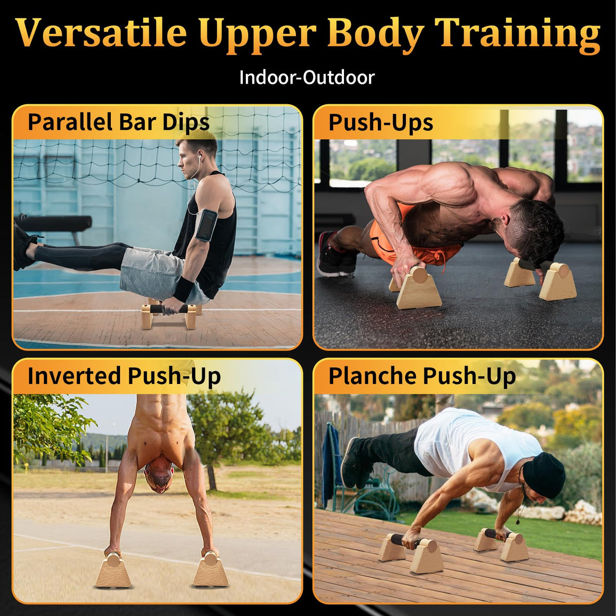Parallettes Bars - Wooden Calisthenics Equipment for Handstand Training, Push Up Bars & Calisthenics Bar - Handstand Bars and Pushup Handles for Men