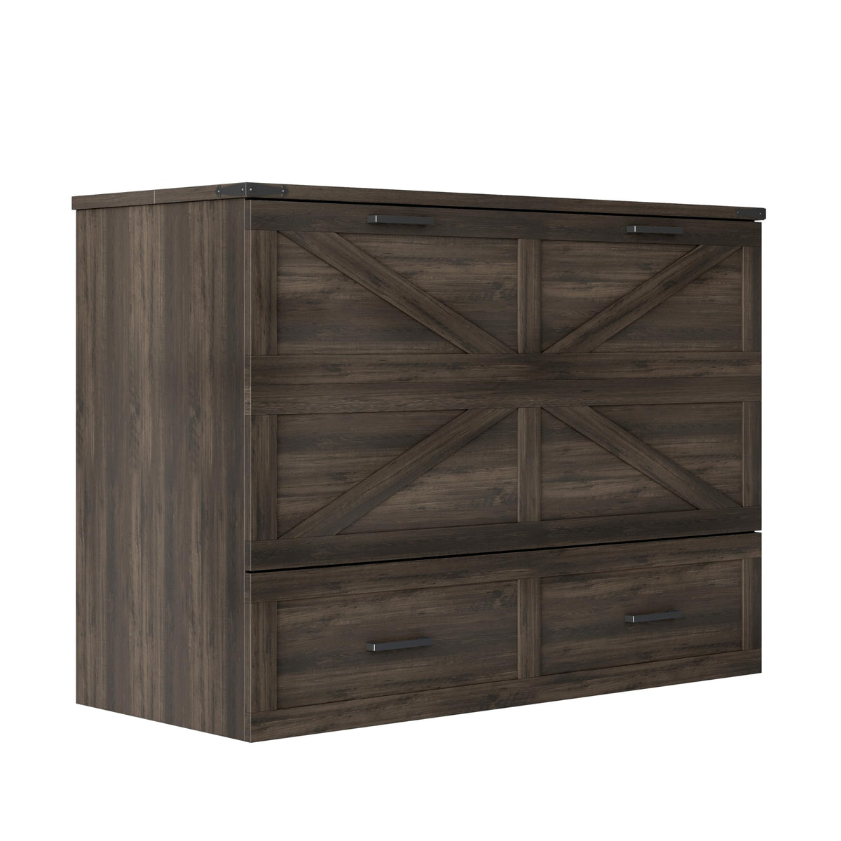 Bellemave Full Size Murphy Bed with Charging Station and Storage, Farmhouse Murphy bedframe with Foldable Panel, Noisy Free, for Guest Bedroom, Living Room, Office, Rustic Gray