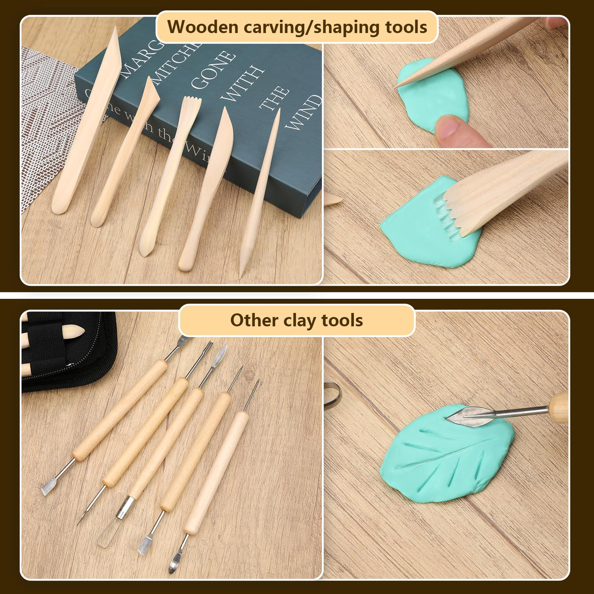 Clay Tools Kit, Pottery Tools, Polymer Clay Tools, Clay Sculpting Tools with Dotting Tools, Modeling Clay for Modeling, Smoothing, Cleaning, Carving, Shaping, and Sculpting