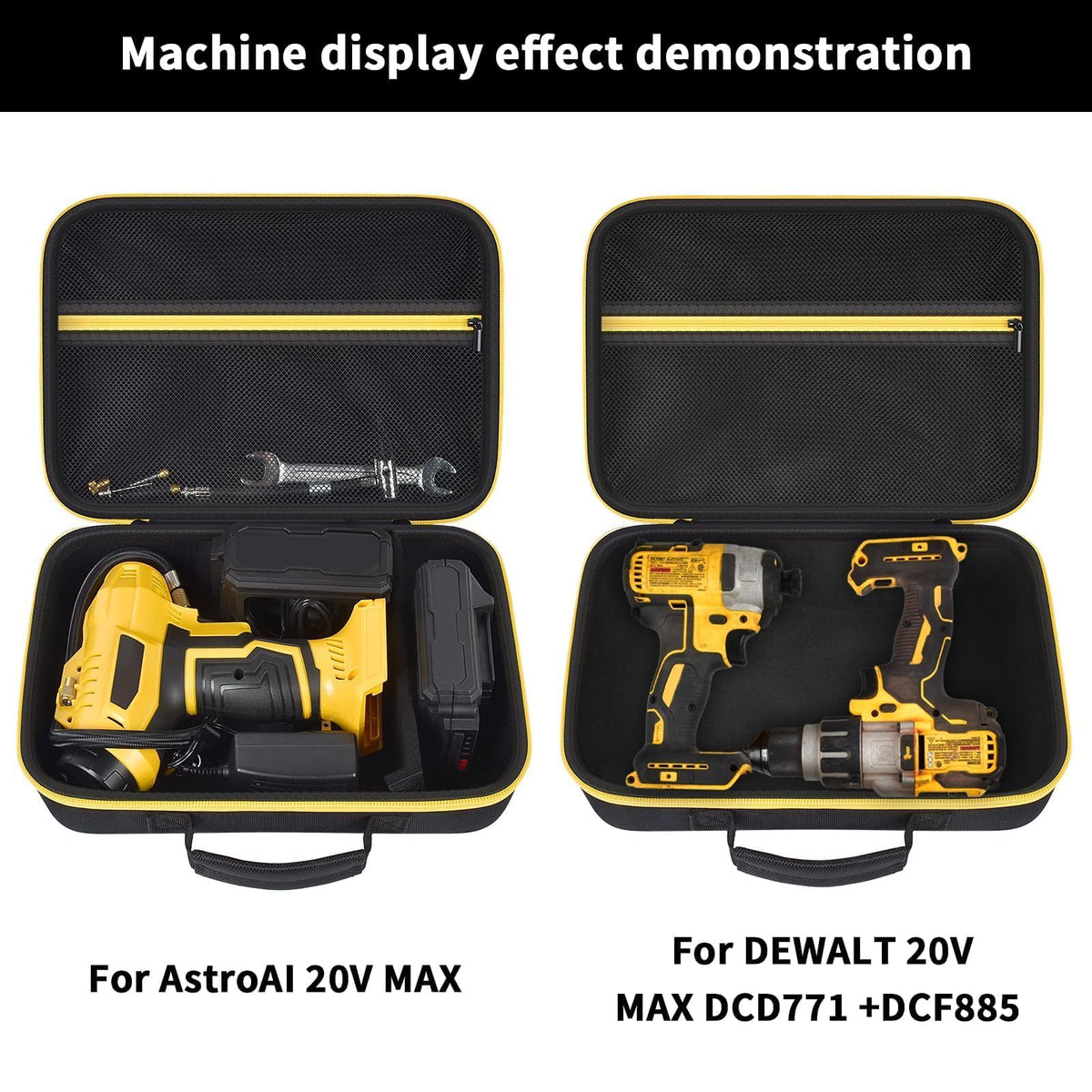 Hard Storage Tools Case, Store for DeWalt Drill Tools & Angle Grinder/for AstroAI Tire Inflator and More - 12"x8"x2" with Mesh Pocket & Comfort Handle
