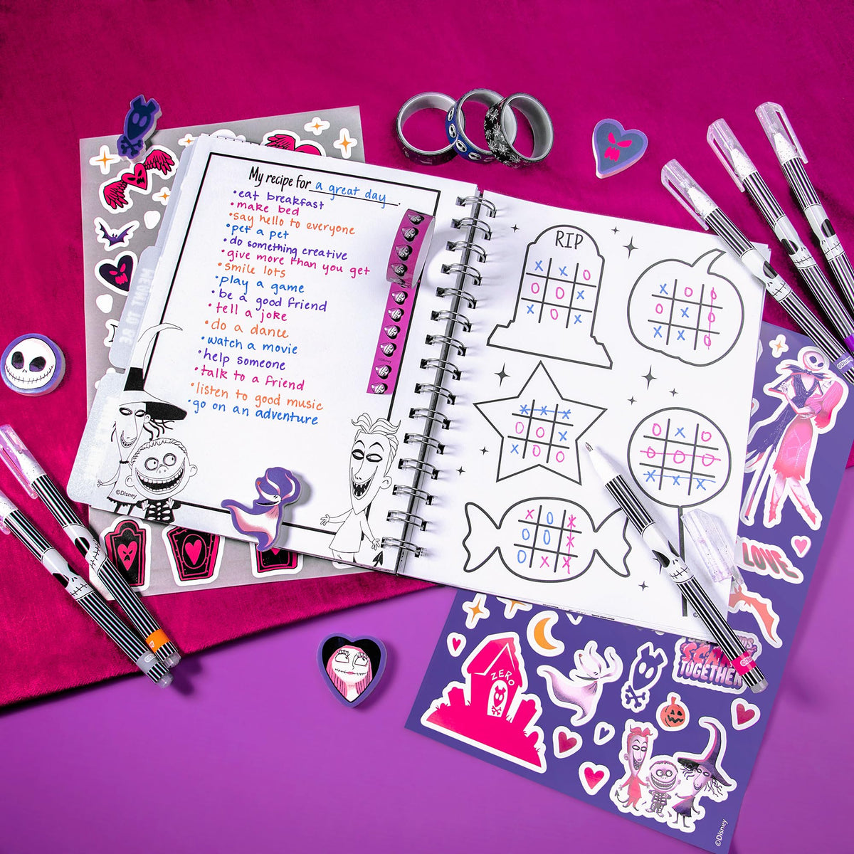 Fashion Angels The Nightmare Before Christmas Graphic Journaling Kit, Journal Set Includes Stickers, Gel Pens, Tape & Erasers, Ideal for Kids & Teens