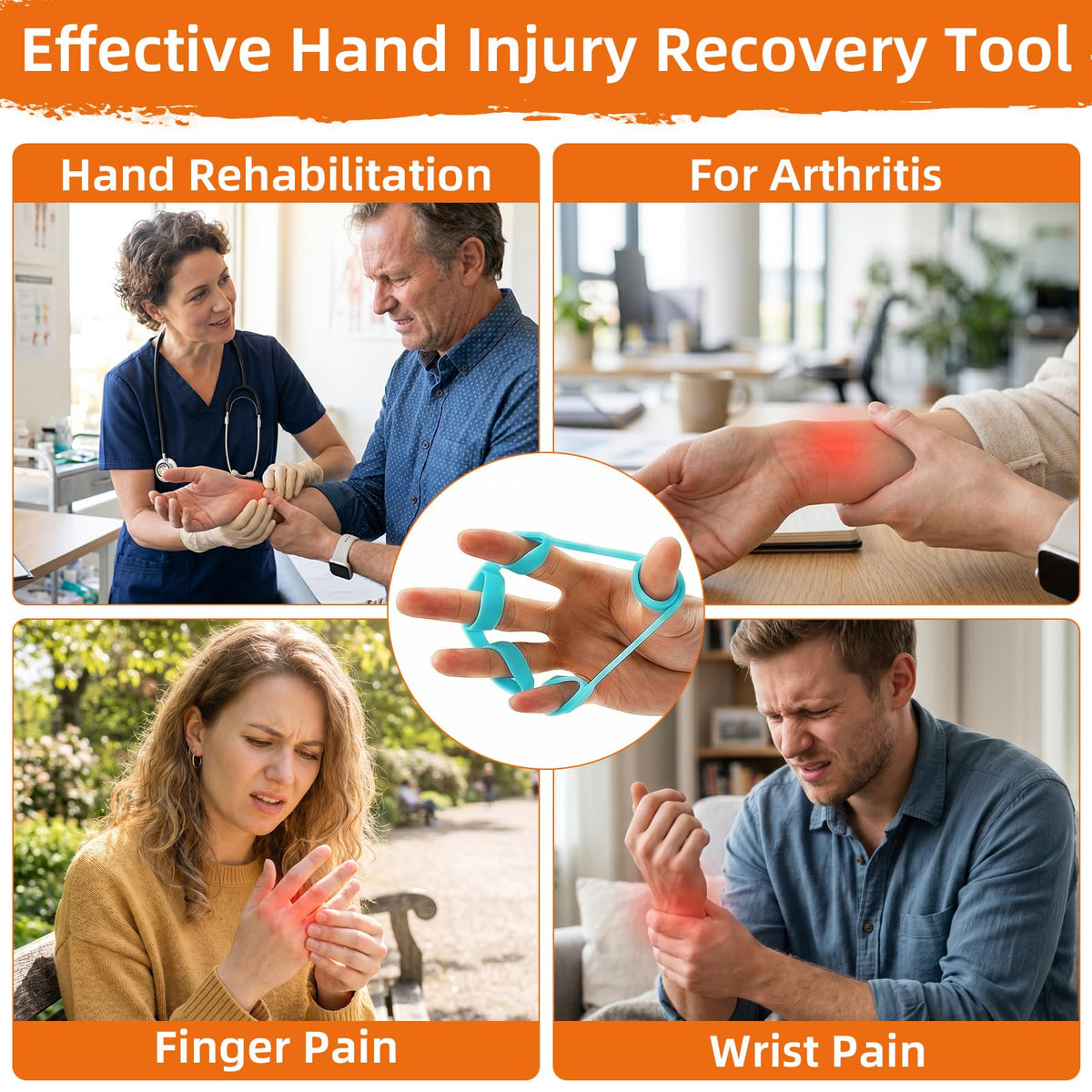 Finger Stretcher 4 Pack Finger Extensor Bands Hand Resistance Bands Finger Strengthener Finger Exerciser Hand Extension Exerciser Extensor Trainer for Grip Strength Rehab Climbing Training