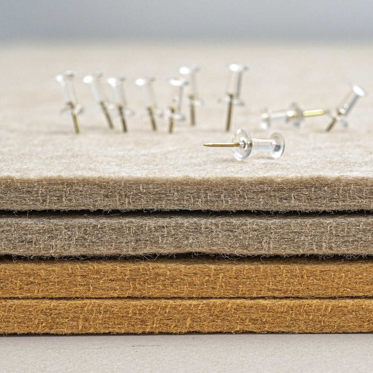 Lightomorrow Large Bulletin Board - 48 x 36 Inches, Decorative Felt Pin Board for Wall - 4' x 3' Foldable Photo Display Board with Self-Adhesive Tape, Includes 20 Push Pins - Beige Brown
