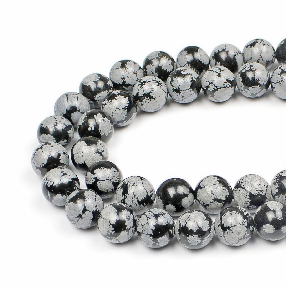 MJDCB Snowflake Obsidian Beads Round Natural Stone Beads for Jewelry Making DIY Bracelet (8mm)