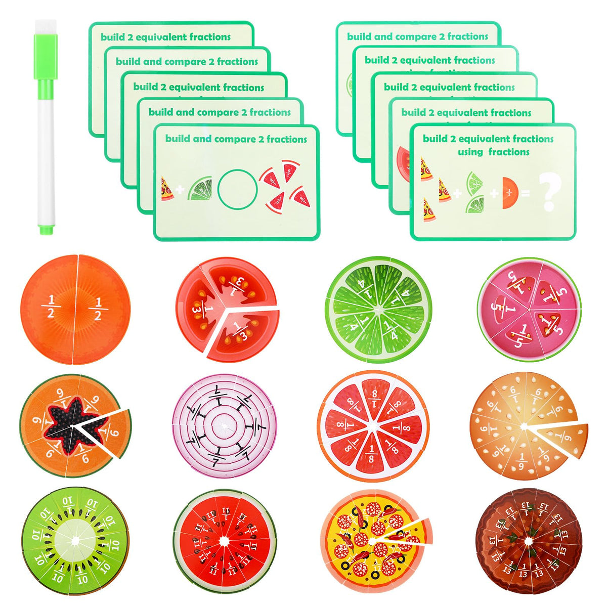 YONHTUTU Fraction Tiles & Circles Math Manipulatives 2nd, 3rd, 4th, 5th Grade for Elementary Teachers Fraction Manipulatives School Homeschool Classroom Whiteboard Teaching Supplies