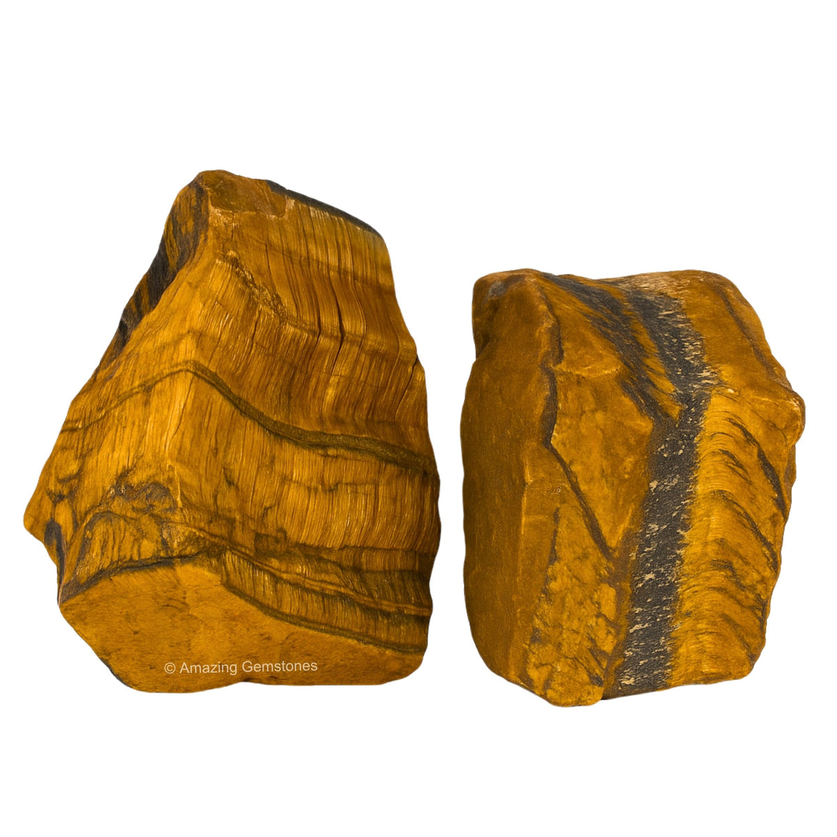 Amazing Gemstone 2 Pieces Tiger Eye Raw Crystals and Healing Stones, Natural Rocks for Tumbling and DIY Raw Stones and Crystals