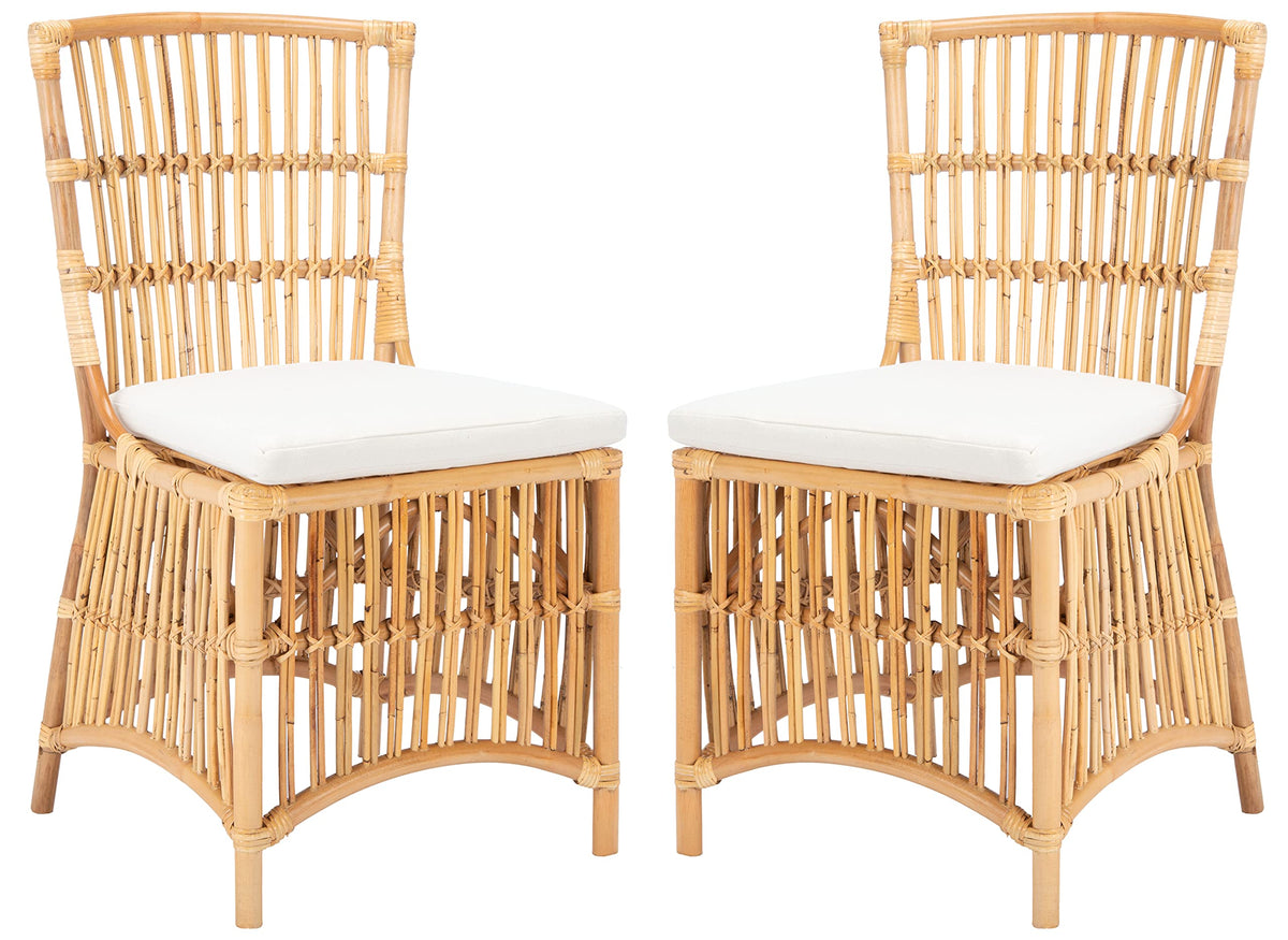 Safavieh Home Collection Erika Rattan Cushion (Set of 2) Accent Chair, Natural/White