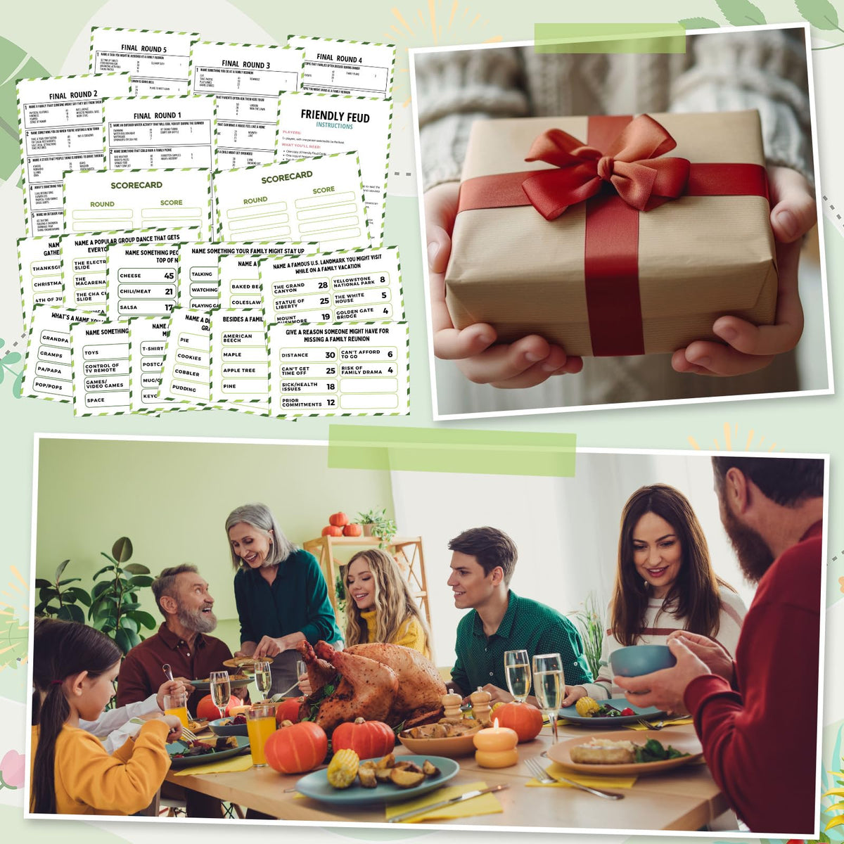 Humyoun Family Reunion Friendly Feud Game with 2 Answer Buzzers, Feud Cards for Game Night Fun Trivia Quiz for Party Groups Team Building(Colorful, Family)