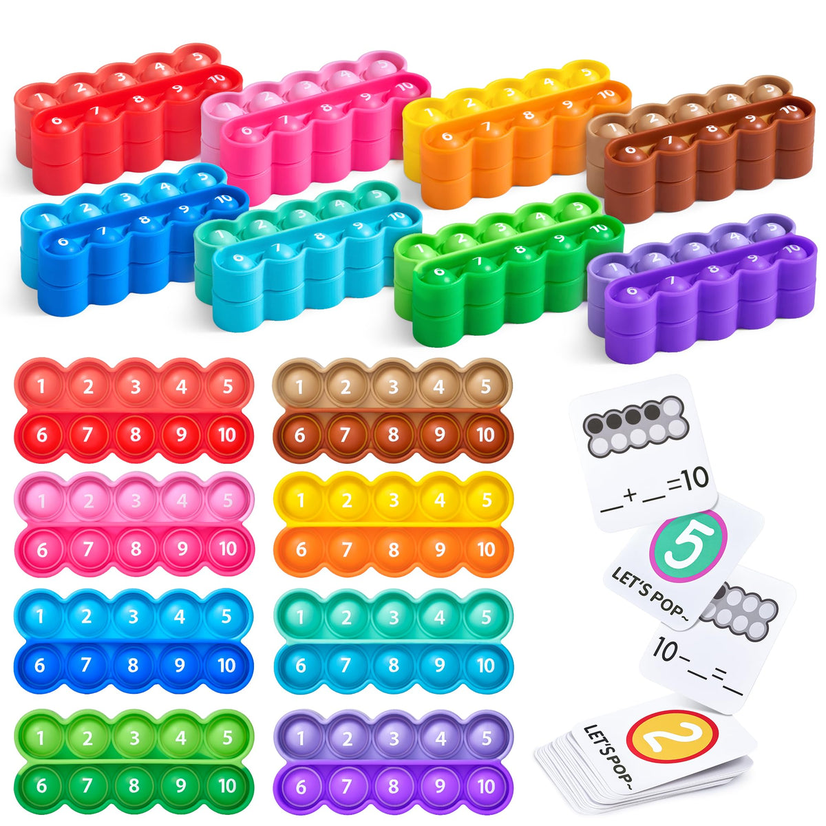 Joycat Ten-Frame Math Learning Tools for Elementary-24 Ten Frames and 20 Task Cards Math Counting Game for Preschool Kindergarten Classroom Learning Activities Kids Ages 3-5