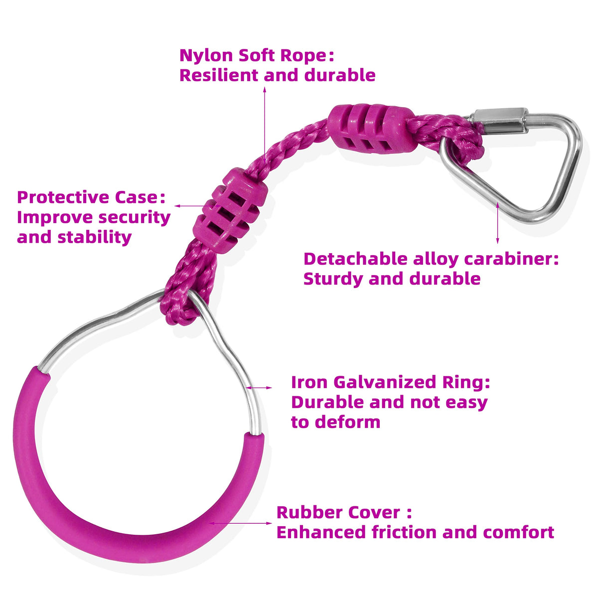 Swing Gymnastic Ring Warrior Obstacle Course Slackline Climb Trapeze Fist Training Equipment, 2 Purple Ninja Monkey Bar Hang Jungle Fist Workout Outdoor Indoor Home Gym Backyard Playground Play Sets