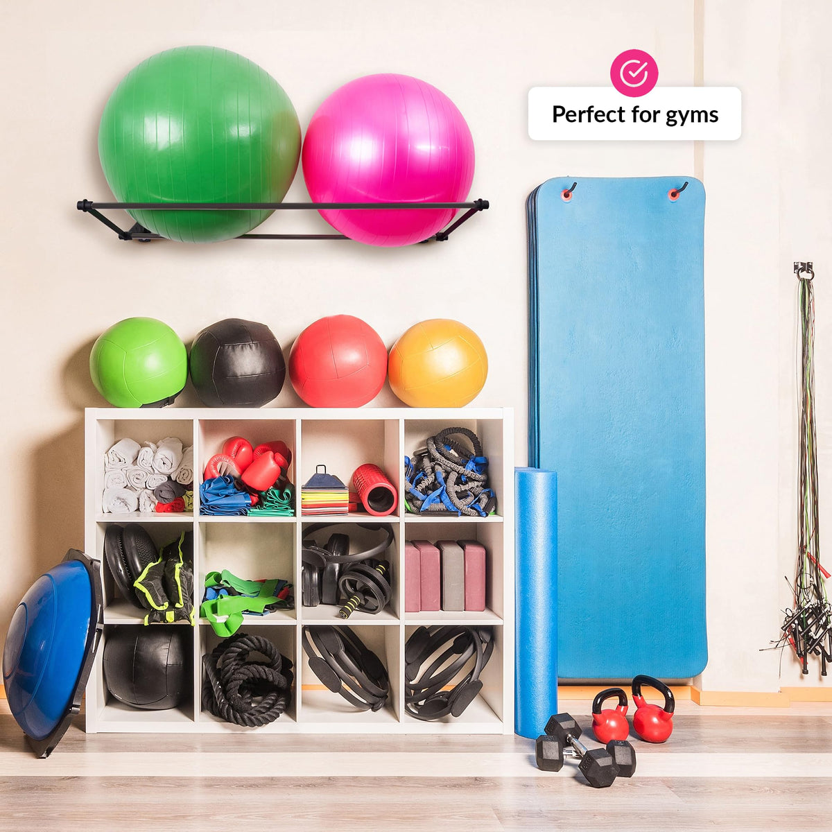 ODOXIA Exercise Ball Holder | Organize Your Space | Wall Mounted Rack | Yoga Ball Holder | Exercise Wall Mount | Fitness Therapy & Stability Rack | for Gyms, Studios, Home Gyms