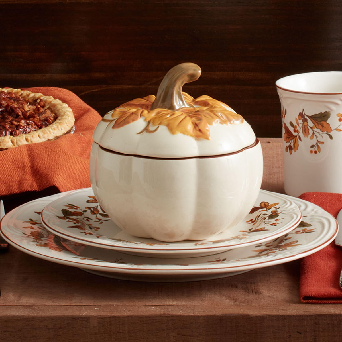 Pfaltzgraff Autumn Berry Covered Pumpkin Bowl, Holds 20 Ounces, Cream