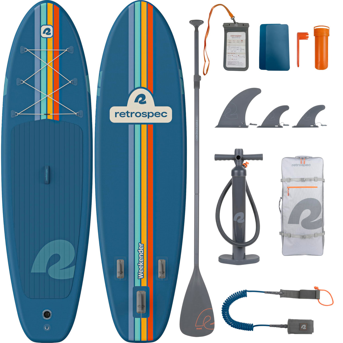 Retrospec Weekender Inflatable Paddle Board with Beach Accessories - 10'6" X 32in SUP Board, Textured Deck Pad, Pump & Travel Bag - Lightweight iSUP