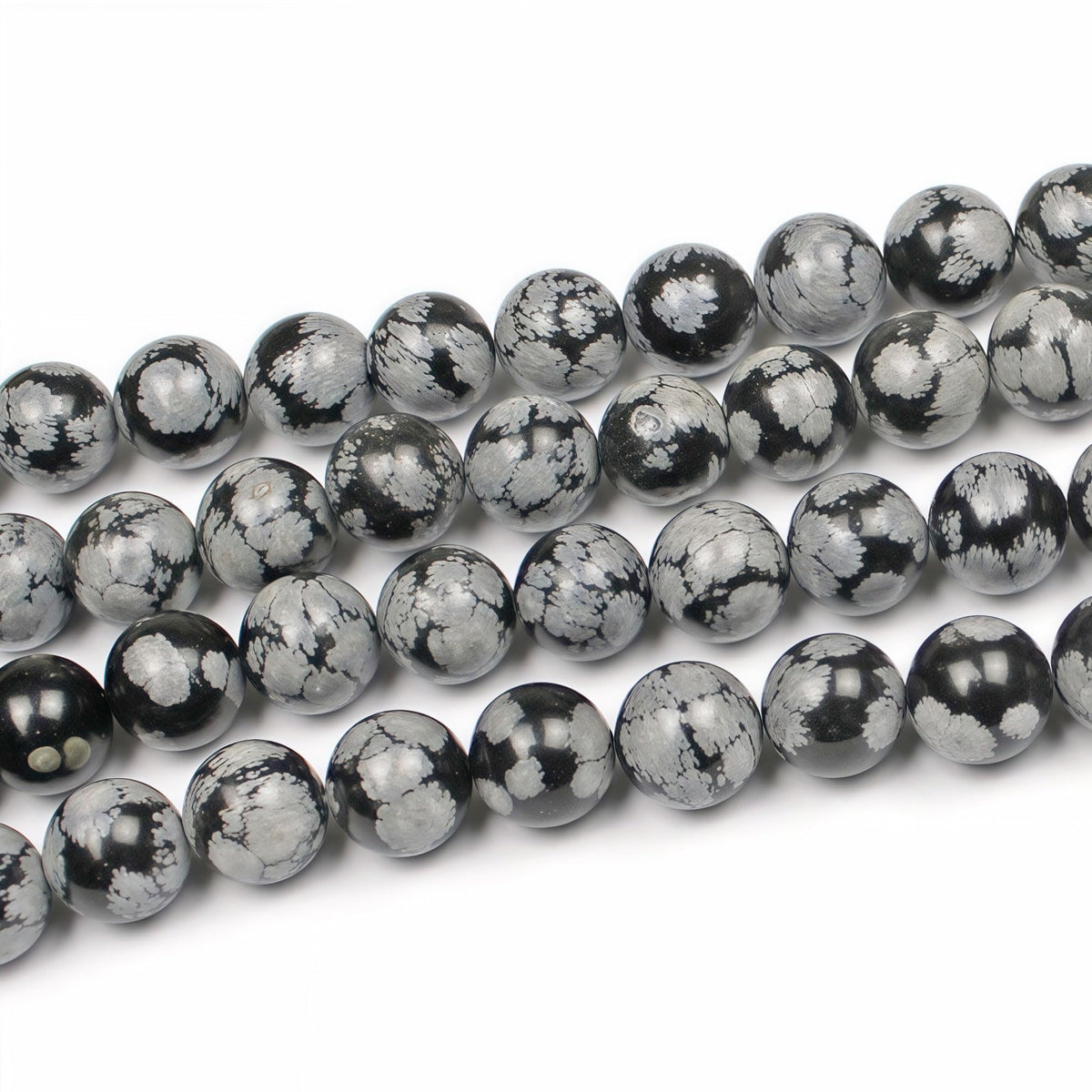 MJDCB Snowflake Obsidian Beads Round Natural Stone Beads for Jewelry Making DIY Bracelet (10mm)