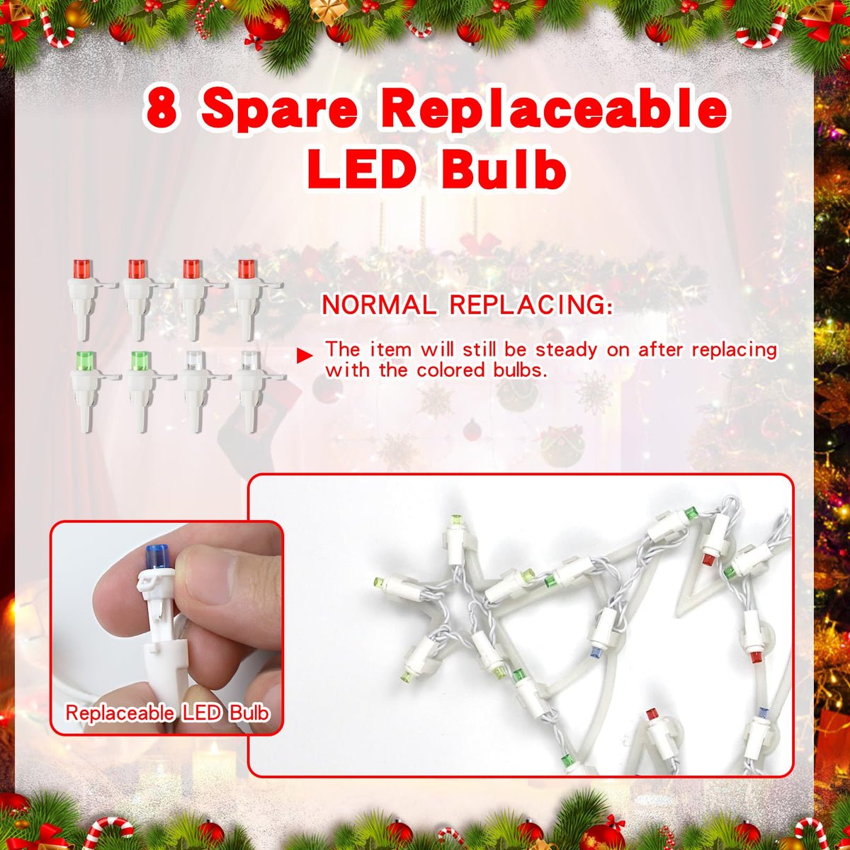 4 Pack Christmas Window Silhouette LED Lights Decorations, Santa Claus, Xmas Trees, Candy Cane, Snow Man Christmas Window Light Decorations with 50 Bulbs for Holiday Wall Door Glass Decorations