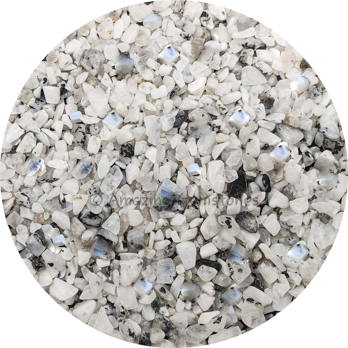 Amazing Gemstone Rainbow Moonstone Crystal Chips Aquarium Gravel Rocks - Bulk Fish Tank Gravel, Small Tumbled Stone Chips and Tiny Crystals for Decoration (Natural AAA Grade Gemstones)