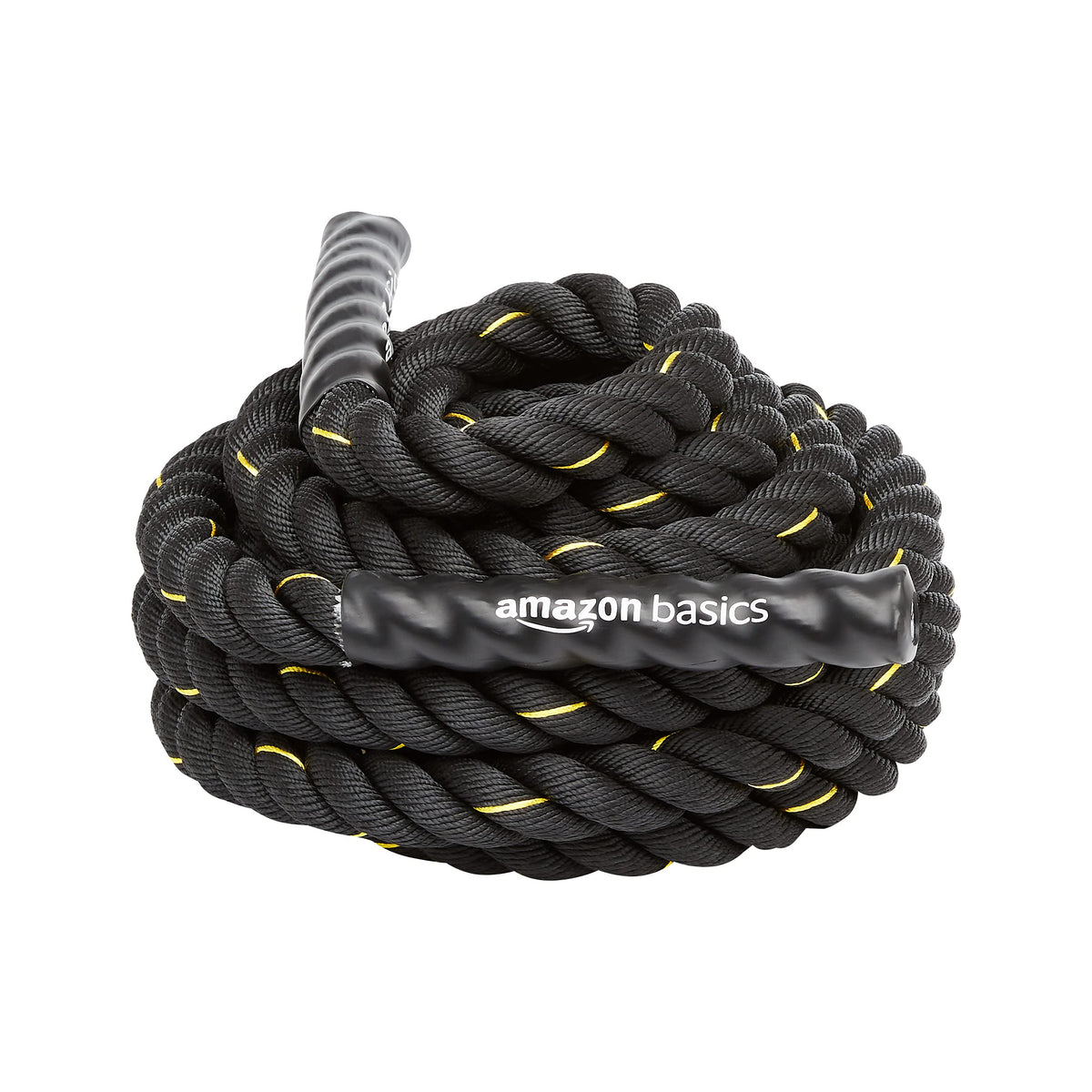 Amazon Basics Battle Rope for Home Gym Workout, Exercise Training Equipment, CrossFit, Strength Training, 1.5 Inch x 30 Feet, Black