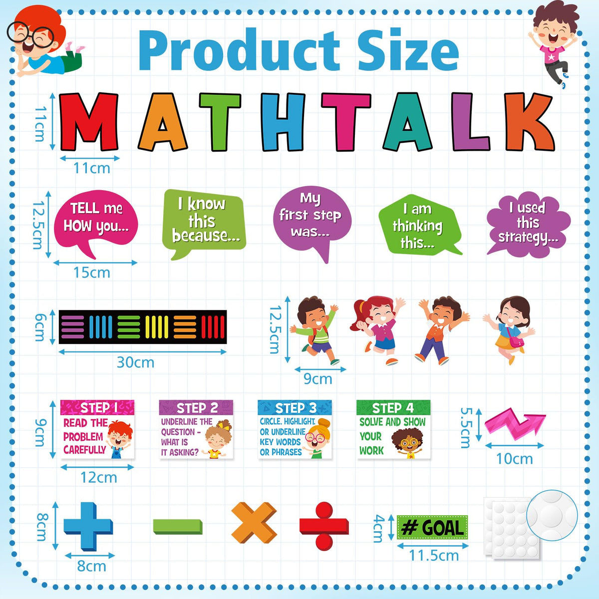 Pajean 85 Pcs Math Talk Bulletin Board Set Math Posters Classroom Decorations Educational Mathematics Paper Cutout for Elementary Middle High School Wall Chalkboard Decor Teacher Supplies(Talk)