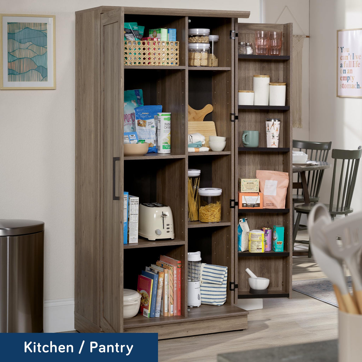 Sauder HomePlus Storage Cabinet/ Pantry cabinets, Salt Oak finish