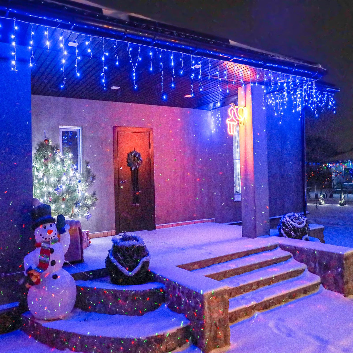Icicle Christmas Lights Outdoor, 132ft 1280 LED Icicle Lights for Outside, Plug in Twinkle Lights Indoor with 8 Modes Timer Waterproof for House Holiday Decor Wedding Christmas Decorations, Blue