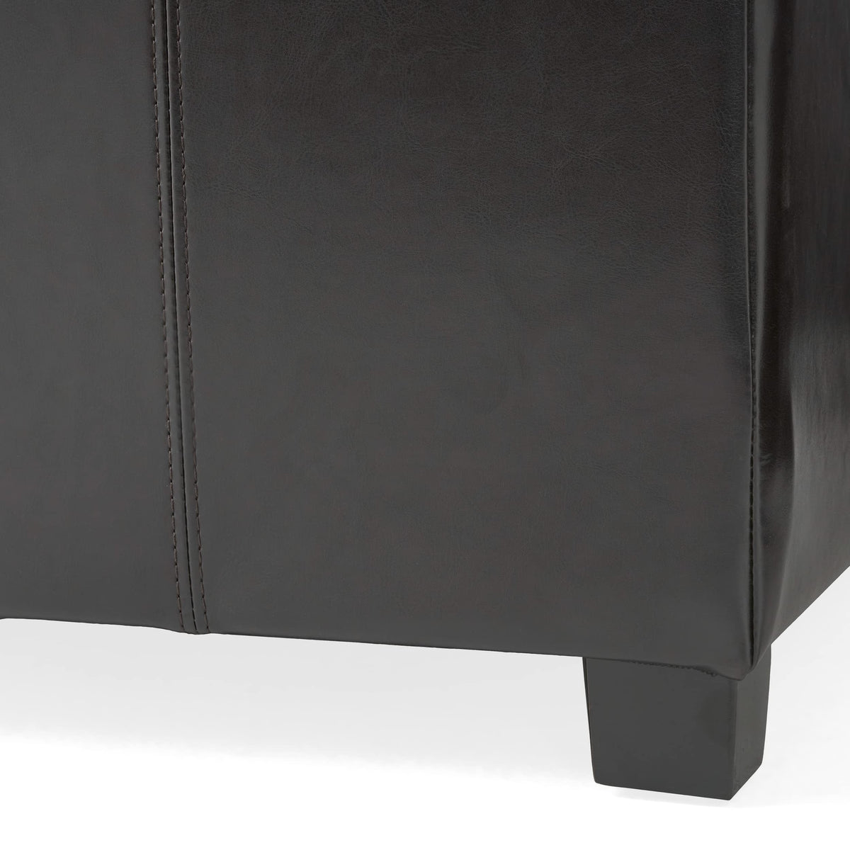 Christopher Knight Home Living Berkeley Brown Leather Square Storage Ottoman, Espresso